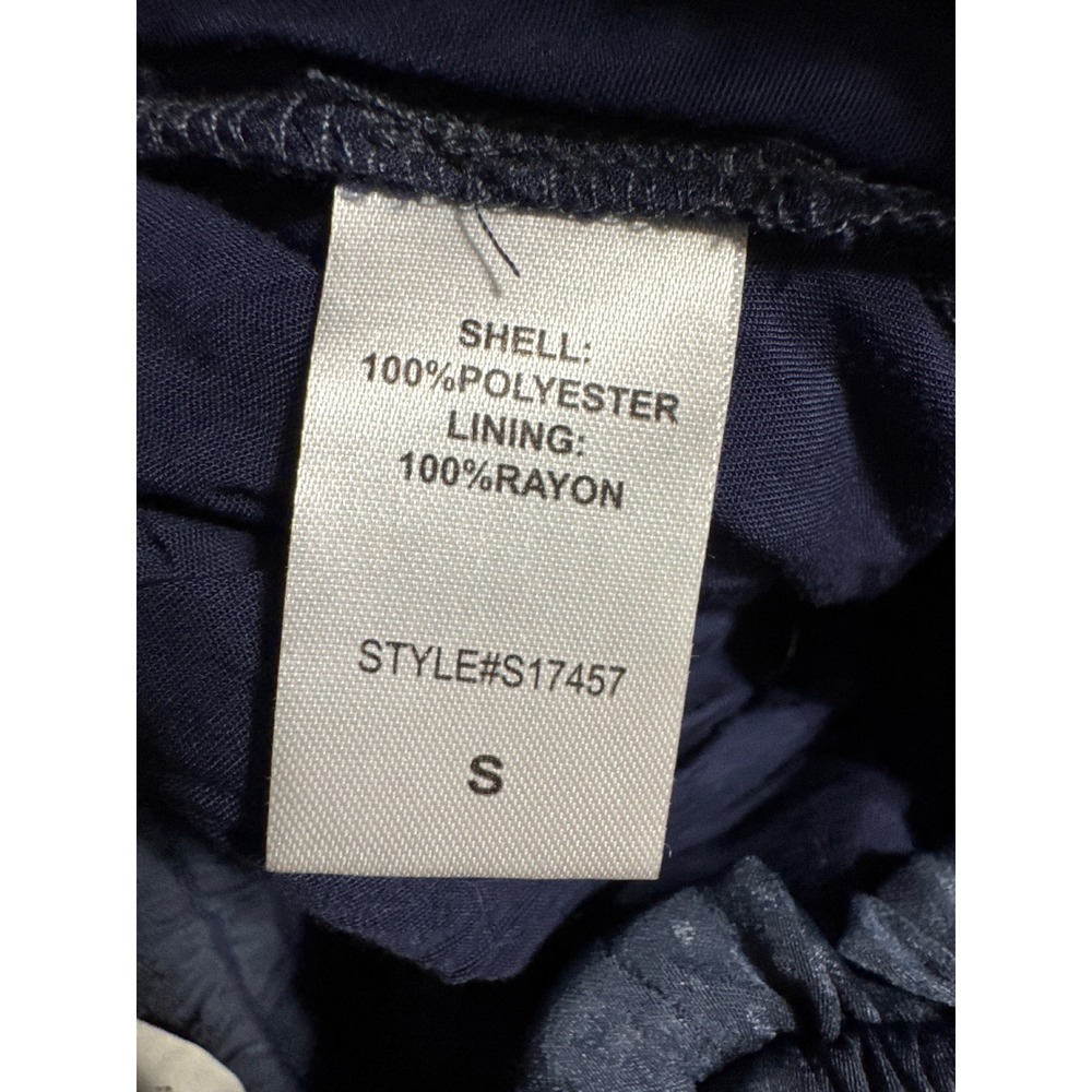 Mustard Seed Navy Blue Smocked Ruffle Mini Skort Skirt Jacquard High Waist Small - Picture 6 of 6